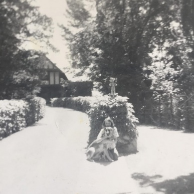Lisa-with-family-pet-Cindy-at-Stanley-Blinstrub-estate-in-Chestnut-Hill
