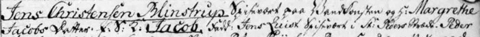 Birth record of Jens Christensen Blinstrup son Jacub in one of Copenhagens churches books. 1788.06.19