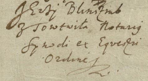 1631.06 Jurgio Blinstrubo parašas ant 1631 m. Vilniaus evangelikų sinodo protokolo